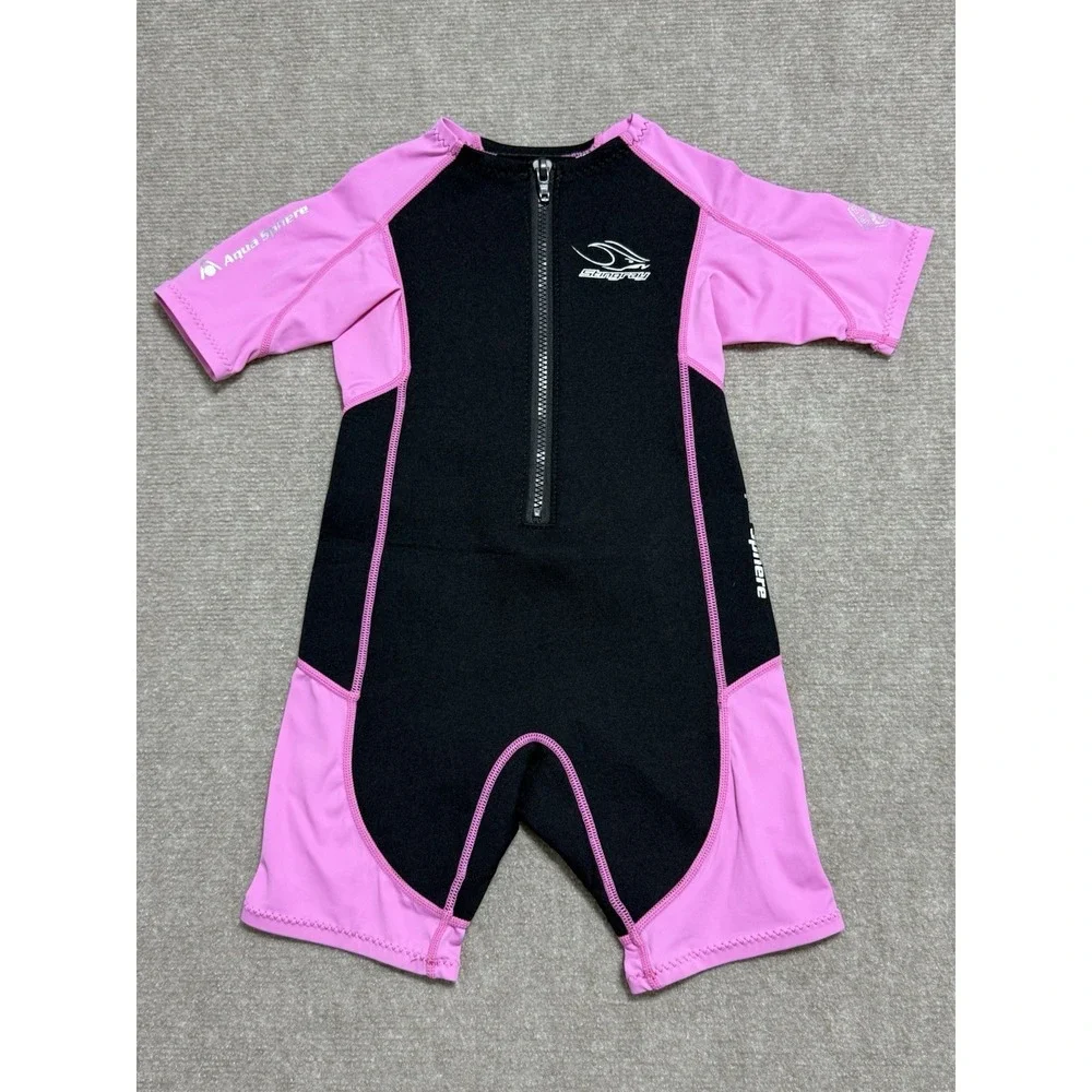 Kids Stingray Aqua Sphere Wetsuit Size 8 Pink / Black Short Sleeve Beach‎ Summer